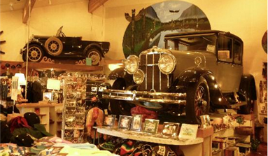 A rare antique car in display at a gift shop